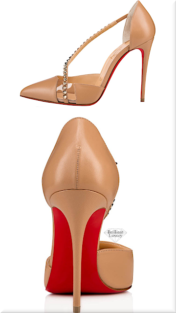 ♦Neutral Christian Louboutin Spike cross studded pumps #christianlouboutin #shoes #brown #brilliantluxury