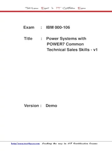 000-106 Exam (Power Systems with POWER7 Common Technical Sales Skills)