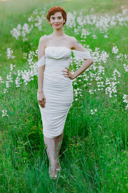 White Bardot Cowl Neck Ruched Midi Dress - Malia from FemmeLuxeFinery.co.uk