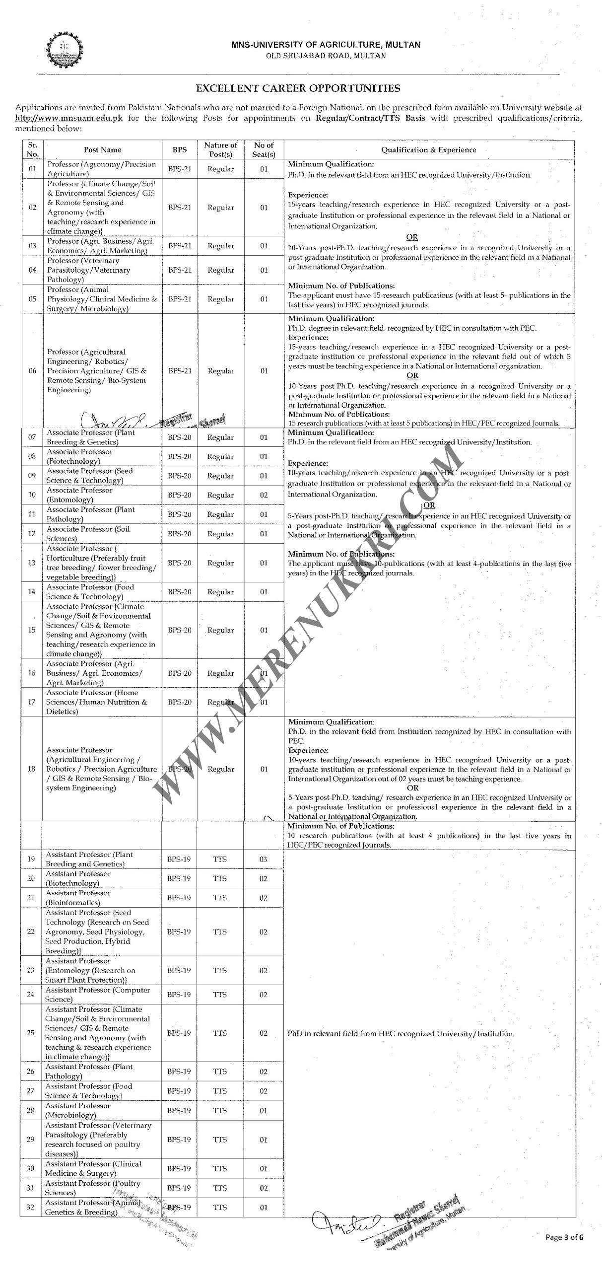 Latest Jobs in MNSUAM | Muhammad Nawaz Shareef University of Agriculture, Multan | Download Application Form