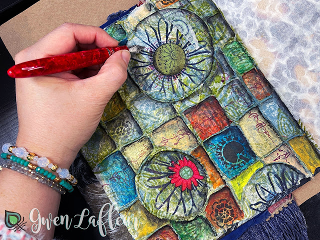 Textural Art Journaling with Stencils - Tutorial Step 8 - Gwen Lafleur