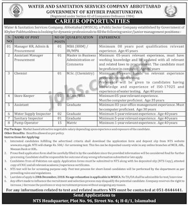 Water & Sanitation Services Company (WSSC) Abbottabad Jobs 2019 – Apply Online: