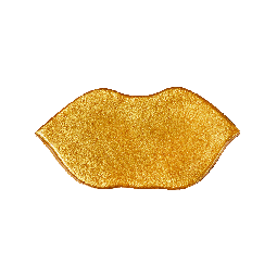 A red lip shaped lip mask on a bright background