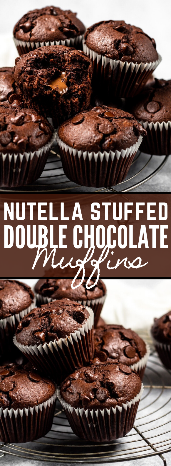 NUTELLA STUFFED DOUBLE CHOCOLATE MUFFINS #desserts #sweets