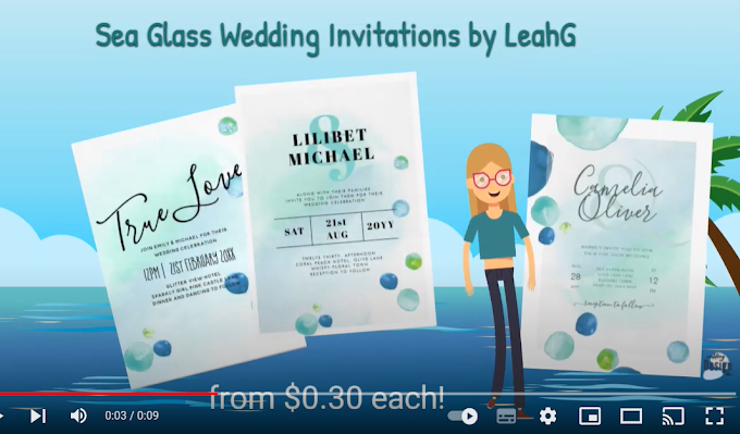 NEW! Sea Glass Themed Wedding Invitations from $0.30 Save Dates RSVP Stickers and more