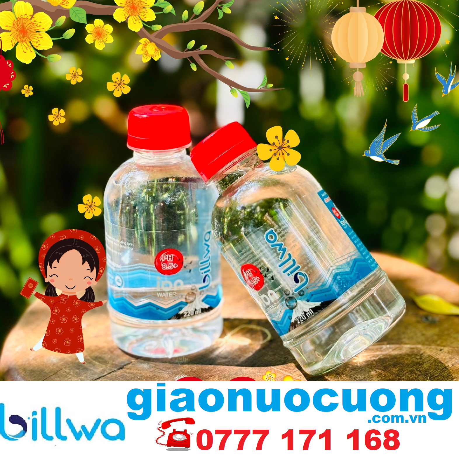 Nước uống ion kiềm Billwa chai mini 220ml- Thùng 24 chai