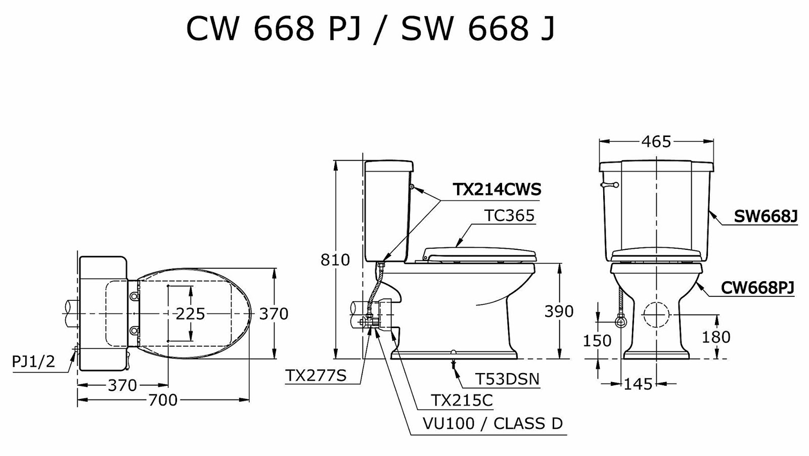 Daftar Harga dan Dimensi Closet Duduk  Toto Coupled Toilet 