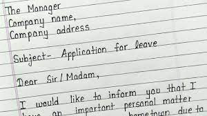 company mai chutti ke liye application in english | application for leave in company in english