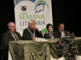 Jorge Dodaro, presidente do Elos Clube, Delmo Ferreira, presidente da ATL, Alice Nunes e Secretário Wanderley Peres