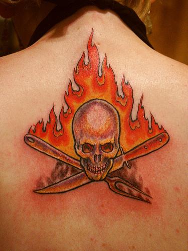 skull tattoos with flames. Fire and Flame Tattoos