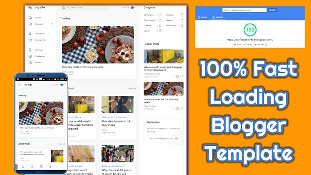 100% Fast Loading Blogger Template By First Tech Info