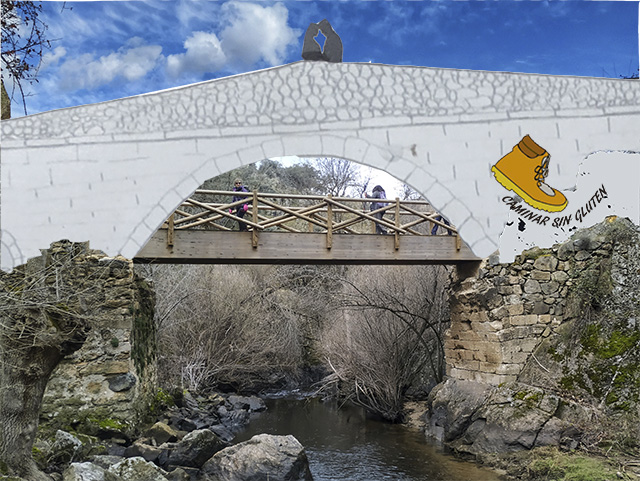 Montaje puente de los Enamorados sobre el río Moros en Valdeprados