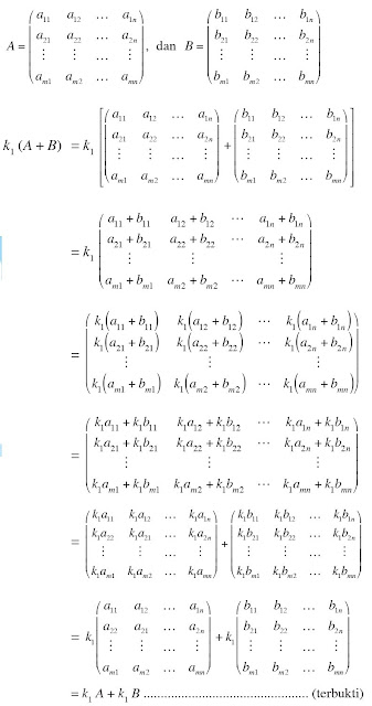 Sifat-Sifat Perkalian Bilangan Real (Skalar) dengan Matriks