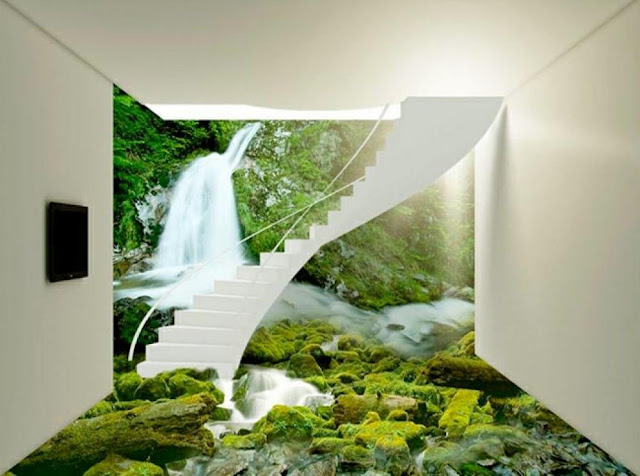 natural scenery 3d floor designs for bathroom