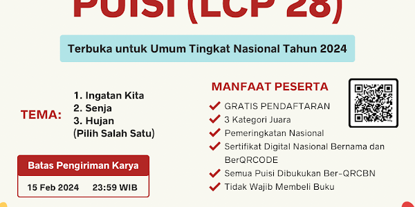 Panduan dan Cara Daftar Lomba Cipta Puisi (LCP 28) - Tingkat Nasional Tahun 2024