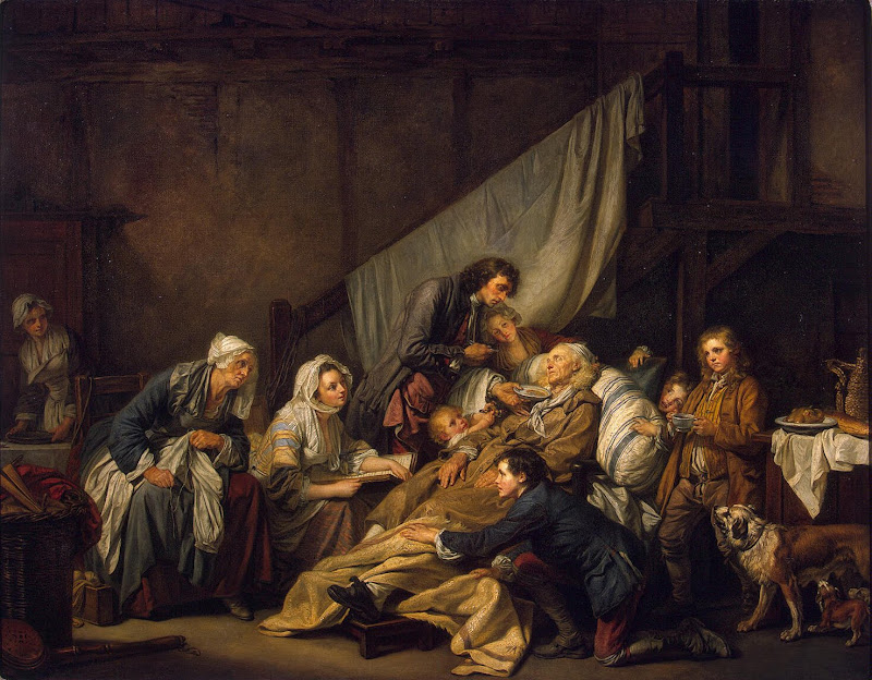 Filial Piety by Jean-Baptiste Greuze - Genre paintings from Hermitage Museum