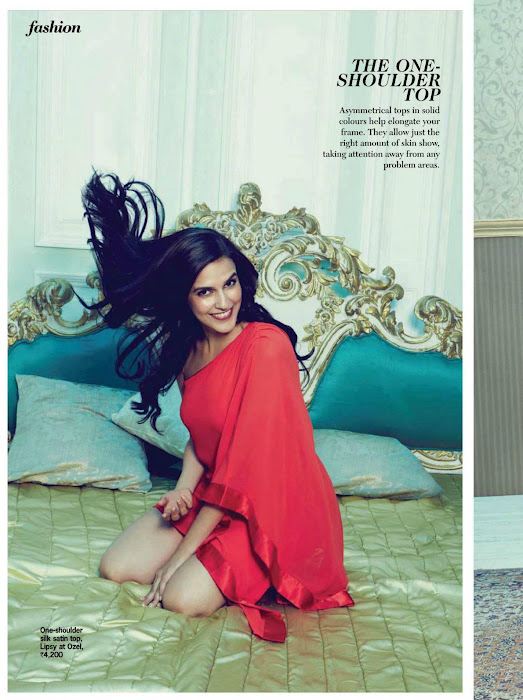 Neha Dhupia Red dress hot pic -  Neha Dhupia Cosmopolitan May 2012