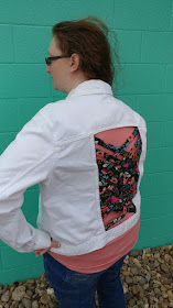 Upcycled jean jacket using fabric weaving