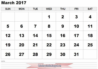 Free Printable Calendar March 2017