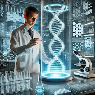 Scientists working on DNA modification in a high-tech genetic laboratory.