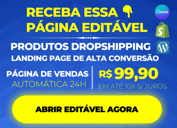 Landing Page Shopify Canva Editável Wordpress Dropshipping Produtos Brasil