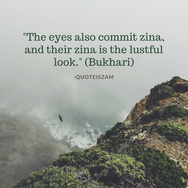 "The eyes also commit zina, and their zina is the lustful look." (Bukhari)