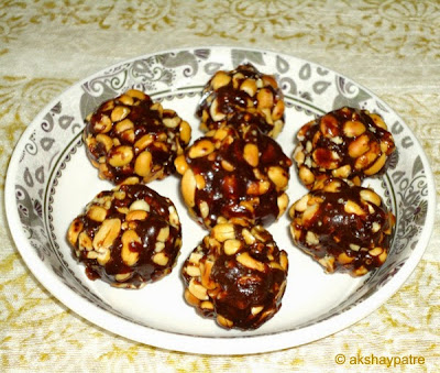 ladoo prepared with peanut jaggery mixture