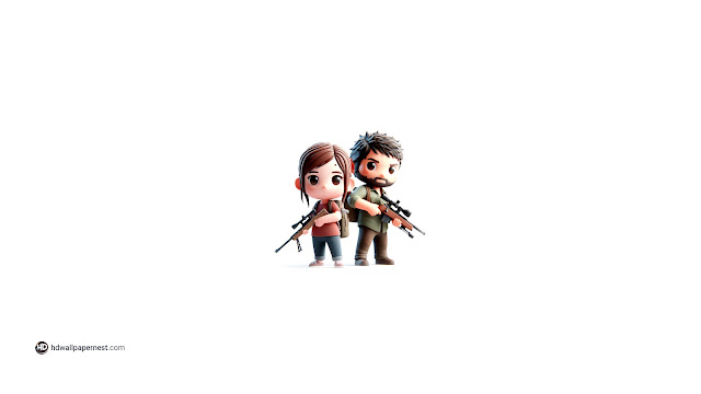 The Last of Us 3D Cute Ellie and Joel in Pixar Style HD Wallpaper