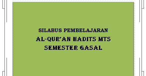 Silabus Al-Quran Hadist Kelas 7 Semester Genap - Silabus ...
