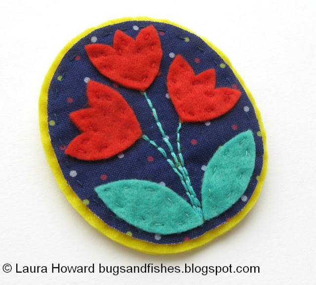 flower brooch made from felt and fabric