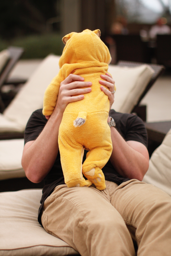 Baby in a Simba suit