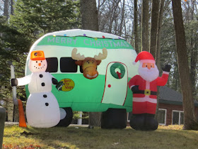 inflatable yard decoration like a small travel trailer