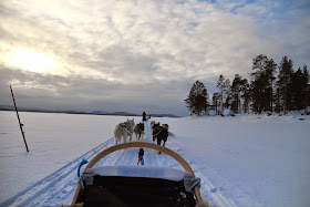 Husky Sled on Lake Inari, Finland