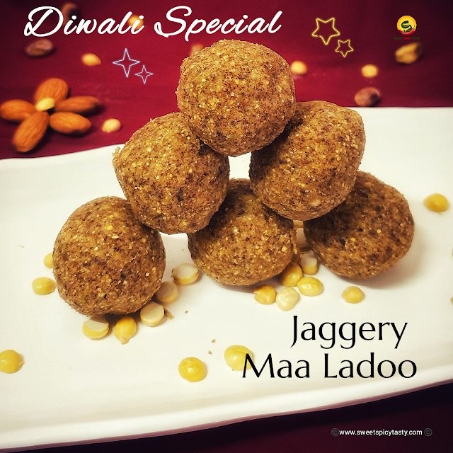 Jaggery Maa ladoo can be prepared in just 15 mins and there is no extensive labor,vellam pota maa ladoo , jaggery maaladdu , vellam ladoo , vellam laddu, jaggery laddu , roasted gram ladoo , dryfruit ladoo with jaggery , jaggery dry fruits ladoo