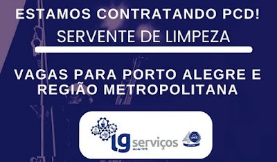 Empresa abre vagas Servente de Limpeza em Porto Alegre