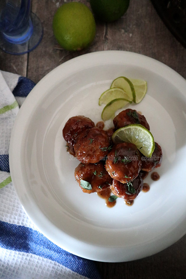 Polpette in salsa di miele e lime