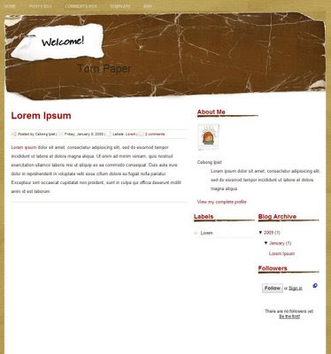 Torn Paper Blogger Template