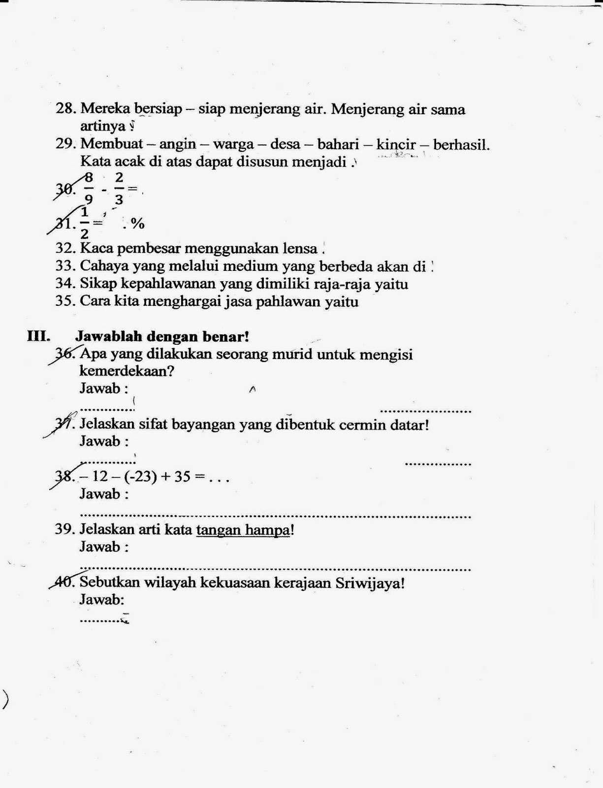 UTS Tema 5 Semester Genap Kelas 4 SD TA 2014 2015