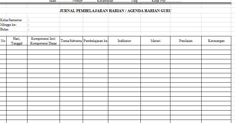 Agenda Harian Guru SD Kurikulum 2013 - Guru Loyal