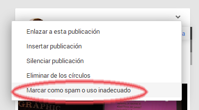Cualquier usuario puede marcar una publicación como spam