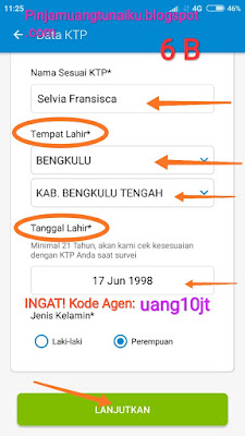 Sambungan Langkah 6 pengisian Data Aplikasi pinjaman Tunaiku kode agen uang10jt