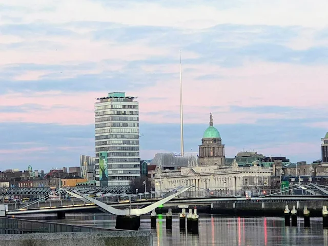 Dublin skyline in January viewed from the River Liffey