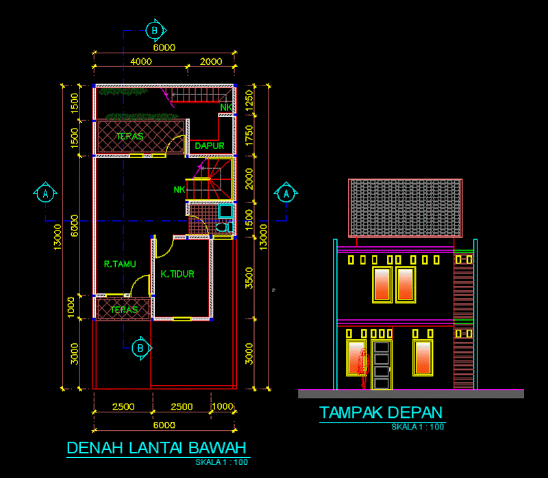 37+ Konsep Terkini Gambar Denah Rumah Sederhana Autocad