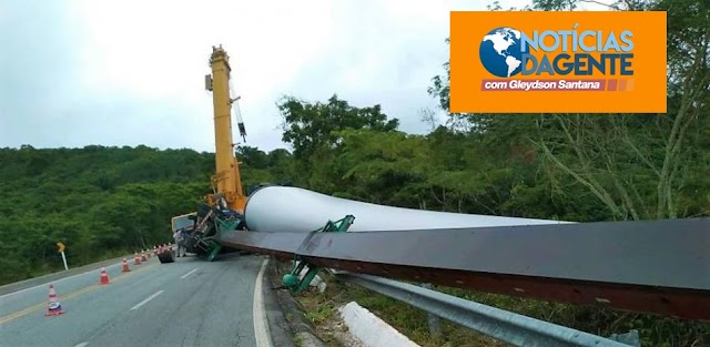 Trecho da BA-052, próximo a Morro do Chapéu, será interditado para remoção de pá eólica neste sábado (02)