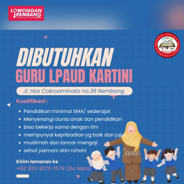 Lowongan Kerja Pegawai Guru Paud Kartini Rembang