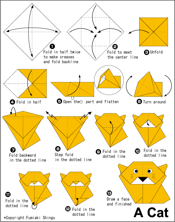 Origami A Cat Easy Origami Instructions For Kids