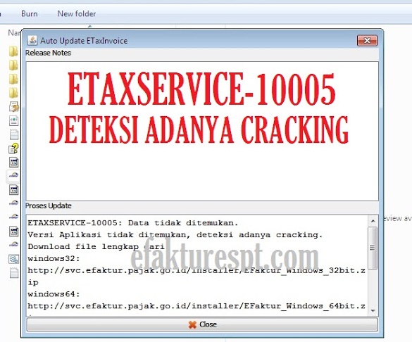 Solusi eFaktur Error ETAXSERVICE-10005 Data Tidak Ditemukan