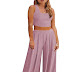Women's Day Outfits Pajama Set in Ribbed Crop Top Long Sleeve and Palazzo Pants of Loose Sweat Suit Knit Design for Women