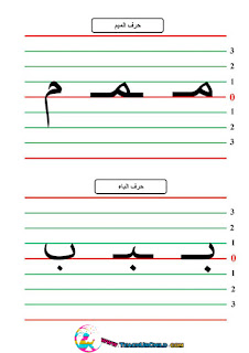 مقاييس كتابة حرف الباء و حرف الميم