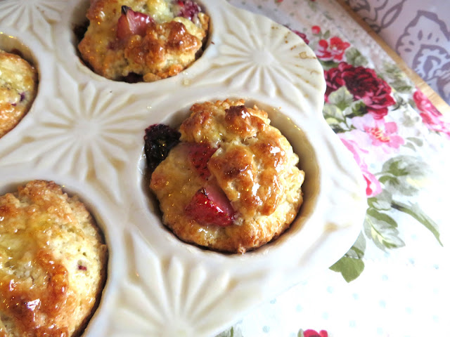 Lemon & Yogurt Mixed Berry Muffins